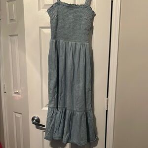 GAP Gray Blue Smocked Tiered Sundress